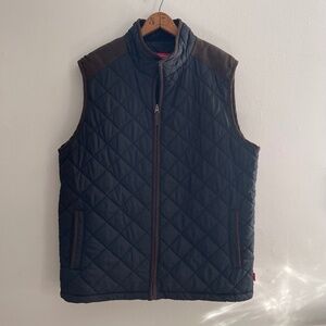 Coleman Quilted Vest Mens L Black Brown Trim Full Zip Lightweight Workwear Field